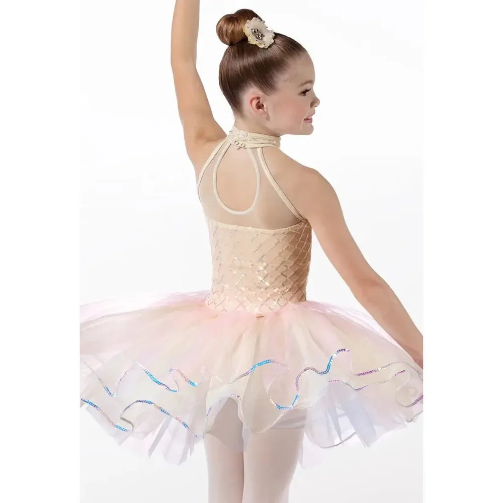 Pre-Owned Dance Costume Medium Child Ivory Weissman 13613 Ballet Pointe YAGP Se